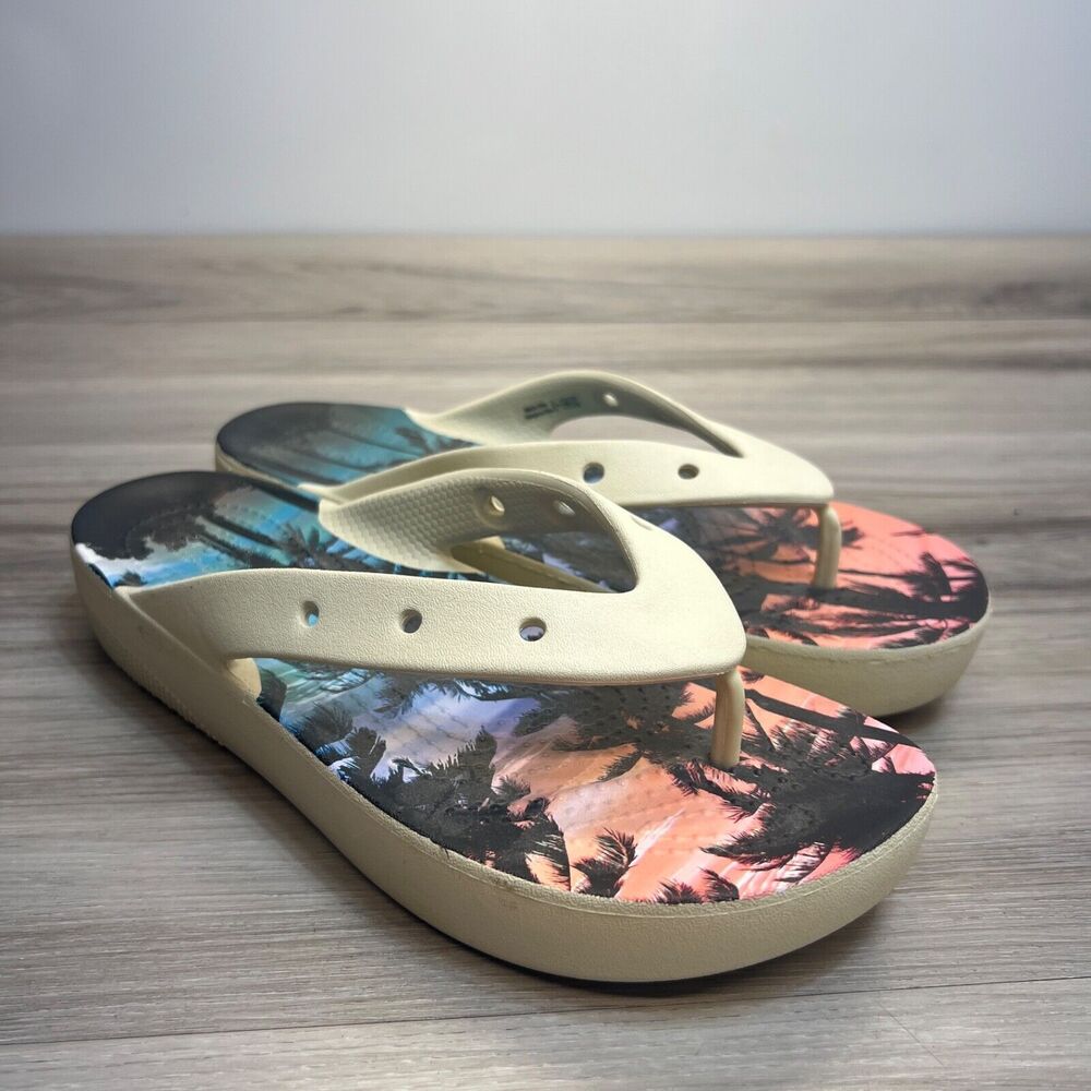 Crocs Classic Platform retroresort‎ Flip Flop Sandals in Bone Womens Size 8